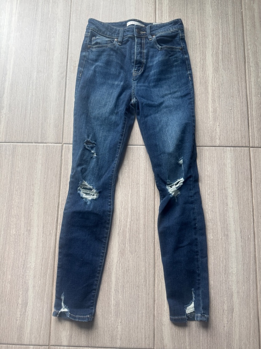 eunina Dark Blue Distressed Skinny Jeans